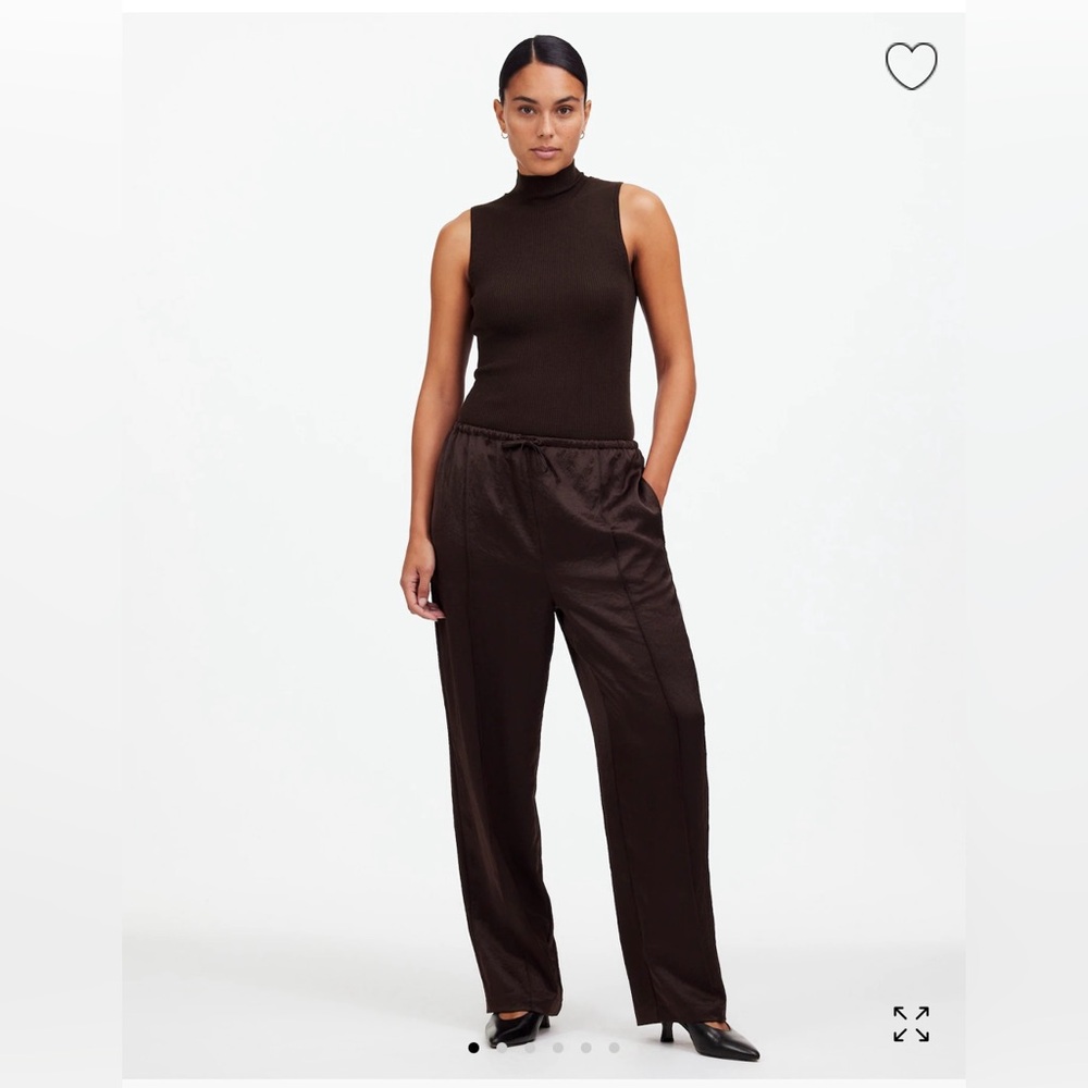 NWT Madewell Pintucked Slim Pull On Satin Pants in Petite Length